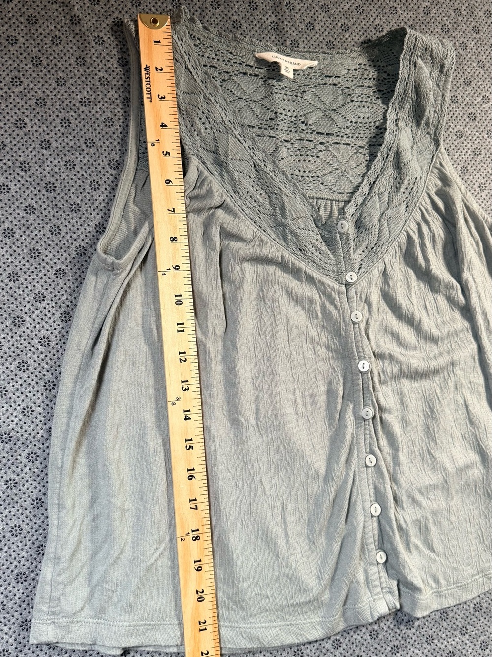 Lucky Brand Gray/green Crochet Sleeveless Top - Picture 5 of 12